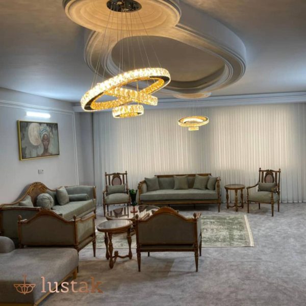 لوستر مدرن کریستالی سه حلقه - تصویر 5